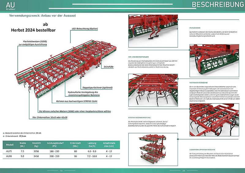AGRO-MASZ AU 56 45x 10 mm Zinken mit Beleuchtung