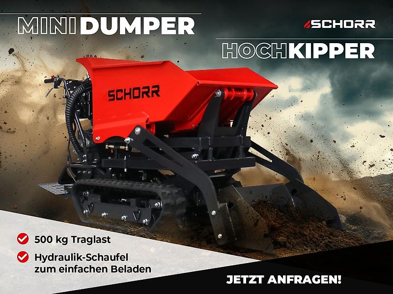 SCHORR Minidumper RR500DHKASH PRO [Selbstlader+Hochkipper] 500kg Raupendumper Mulde Hochkipper Schaufeldumper
