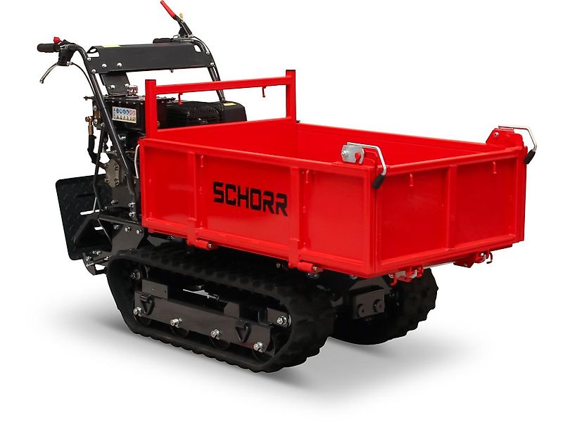 SCHORR RR500DHKB2 Minidumper PRO 500kg mit Kiste, Kipphydraulik und Mitfahrplattform 9,2 PS Motor Raupendumper