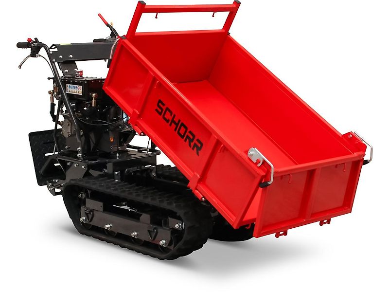SCHORR RR500DHKB2 Minidumper PRO 500kg mit Kiste, Kipphydraulik und Mitfahrplattform 9,2 PS Motor Raupendumper