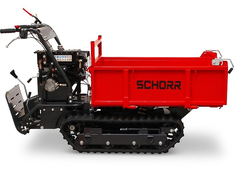 SCHORR RR500DHKB2 Minidumper PRO 500kg mit Kiste, Kipphydraulik und Mitfahrplattform 9,2 PS Motor Raupendumper