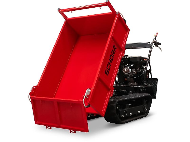SCHORR RR500DHKB2 Minidumper PRO 500kg mit Kiste, Kipphydraulik und Mitfahrplattform 9,2 PS Motor Raupendumper