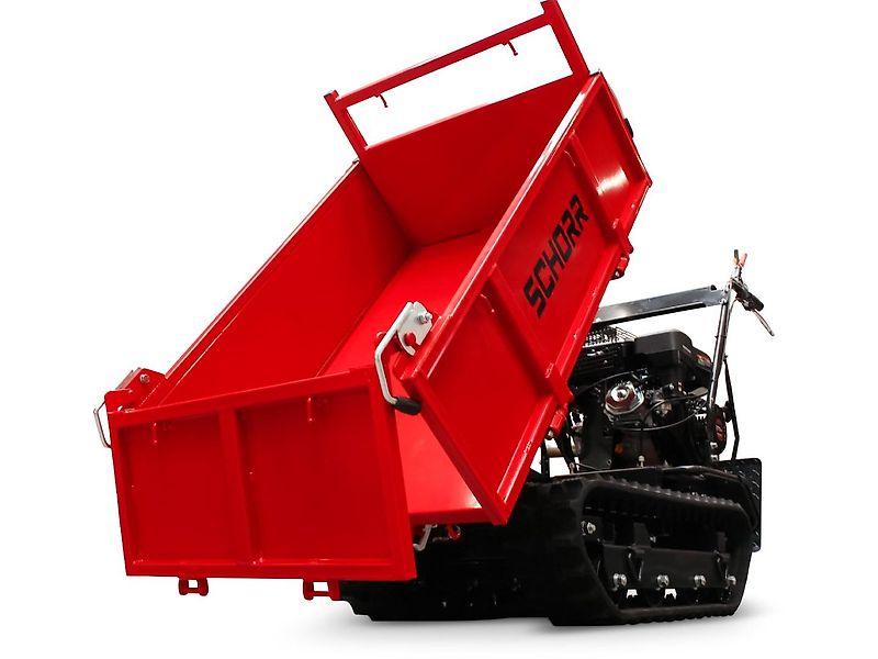 SCHORR RR500DHKB2 Minidumper PRO 500kg mit Kiste, Kipphydraulik und Mitfahrplattform 9,2 PS Motor Raupendumper