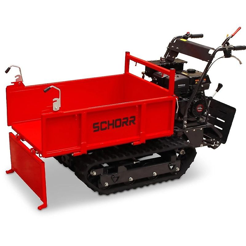 SCHORR RR500DHKB2 Minidumper PRO 500kg mit Kiste, Kipphydraulik und Mitfahrplattform 9,2 PS Motor Raupendumper