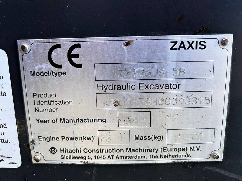 Hitachi ZX 135 US / 3D, Pyörittäjä, Rasvari, Lämmitin!